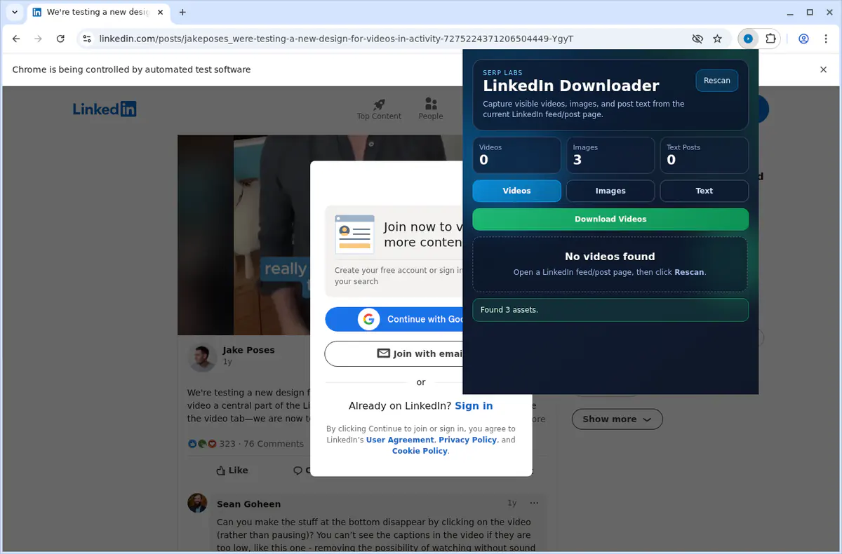 Linkedin Video Downloader browser extension screenshot 3
