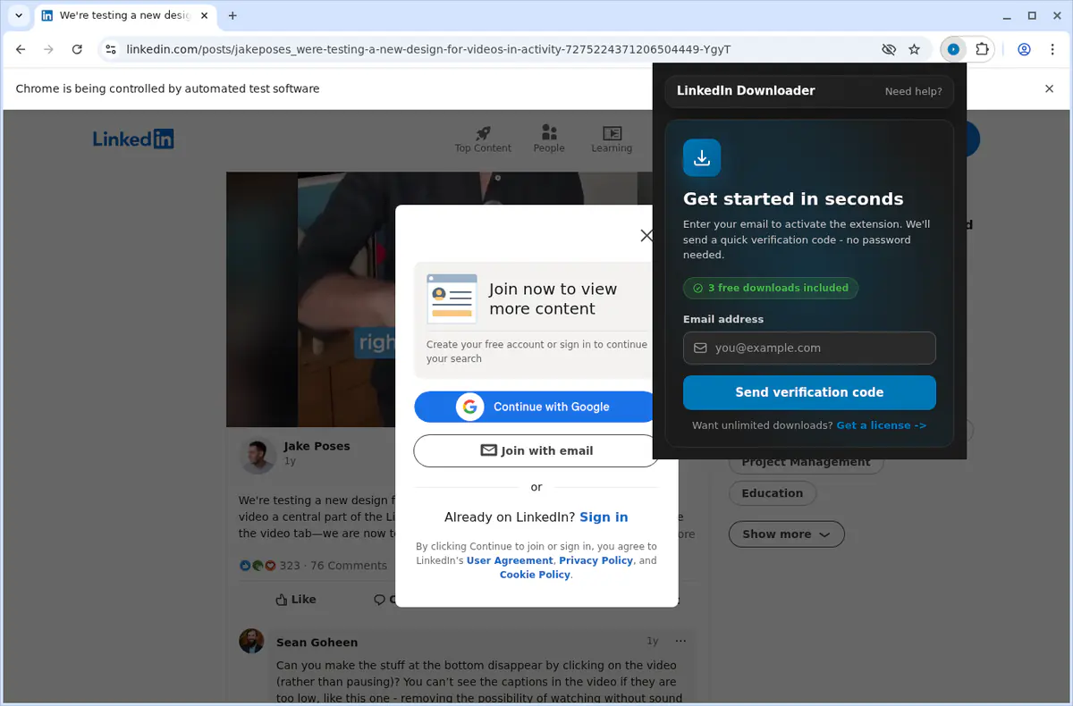 Linkedin Video Downloader browser extension screenshot 5